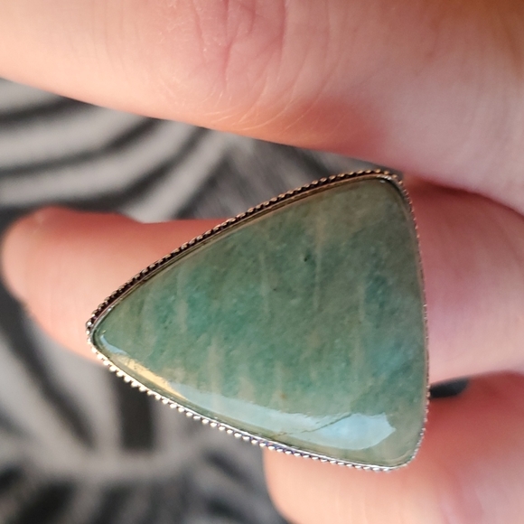 New Amazonite 925 Silver Triangle Ring. - Picture 10 of 16